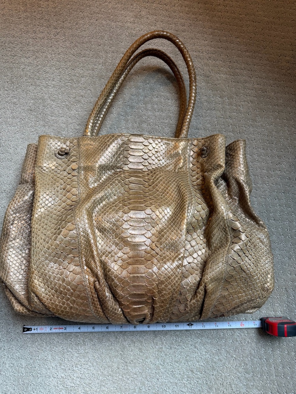 Carlos Falchi Gold Metallic Python Tote - Picture 5 of 9